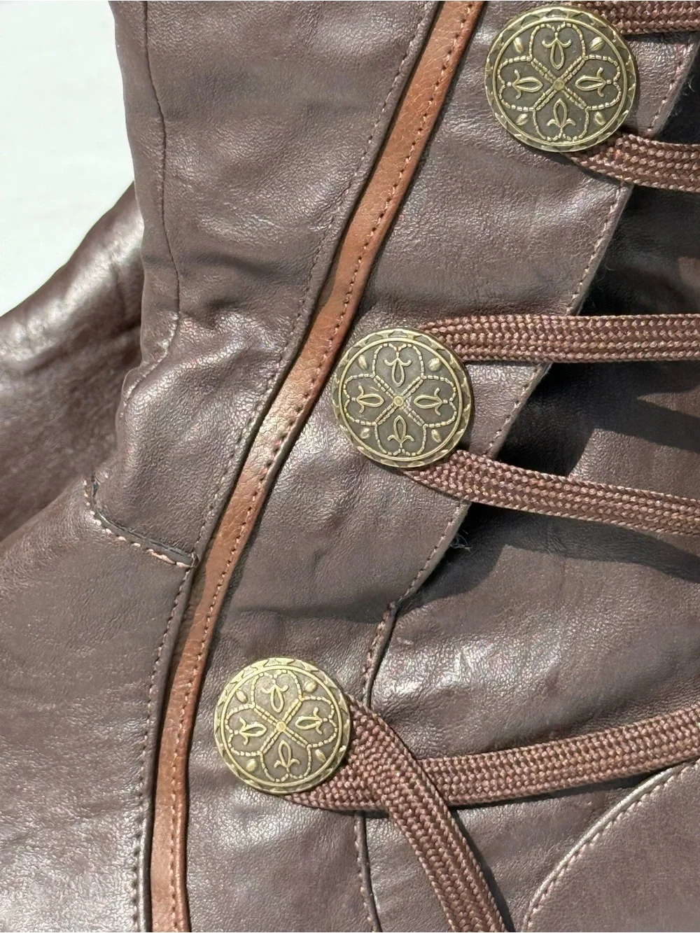 Over-the-Knee Lace-Back Riding Boots in Dark Brown